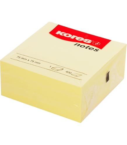 Kores - Yellow Lined Sticky Notes, Self-Adhesive Memo Note Pad, 150 X