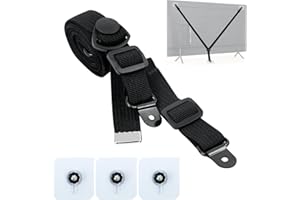 MONGTSAMZ Correas de Seguridad para TV y Muebles, Sin Taladrar Anclajes de TV Ajustables Protect Correa de Seguridad TV con 3 Tornillos Adhesivos y 3 Tuercas Pulgar para Niños Pequeños Mascotas,2 Piezas,Negro