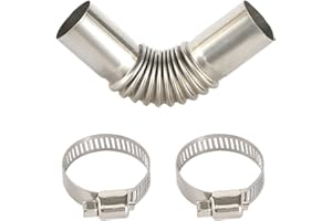 FASBET Edelstahl Abgasrohr Winkelverbinder 25MM Auspuffrohr GasEntlüftungsschlauch Edelstahl Standheizung Autoheizung Auspuffrohr mit Zwei Edelstahlklammern für Diesel Heizung (1 Stück)