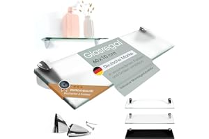 ‎RAPID TECK Rapid Teck Glas Wandregal Michglas Weiß Matt 60cm x 10cm - Glasregal mit 8mm ESG Sicherheitsglas - Glasregal perfekt als Badablage Glasablage für Badezimmer - Verschiedene Größen wählbar