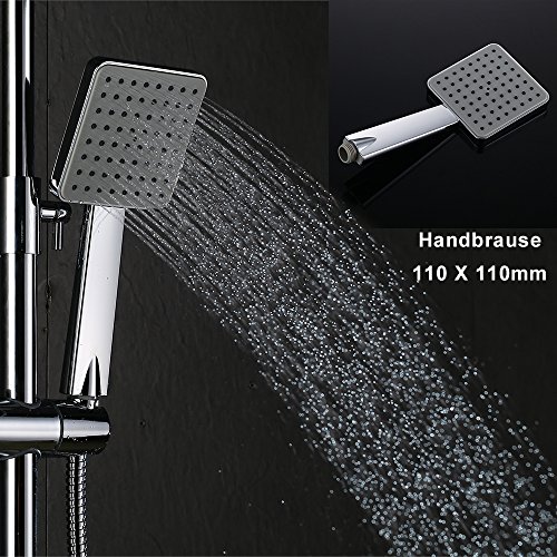 Homelody Duschsystem Drei-Funktionen-Duscharmatur mit LCD Wassertemperatur-Displayanzeige,Duschset mit Regendusche Handbrause Rainshower und Armatur für Duschen - 3