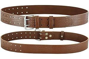 BBI LTD Scaffolding Professional Brown Real Texture Leather BBI Heavy DutyWork Tool Belt 2'' Wide