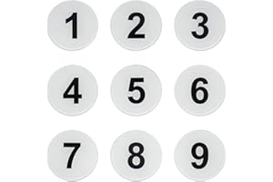 STAYMAX Targhetta rotonda con numero, con nastro autoadesivo, per armadietti o porte (1-25, colore: bianco)