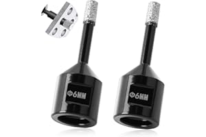 EDDRFY Diamond Drill Bit 6mm, M14 Vacuum Brazed Diamond Drill Bits 2pcs, 6mm Dry Core Drill for Porcelain Tile Marble Granite, Wear-Resistant Tile Drill Bits for Angle Grinders