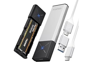 iDsonix Carcasa SSD M.2 NVMe SATA Adaptador[Sin Herramientas][Aluminio], Caja SSD USB 3.2 Gen2 con UASP&Trim, 10 Gbps NVMe PCIe y 6 Gbps AHCI SATA/NGFF, Compatible con M/B+M Key Samsung Crucial WD