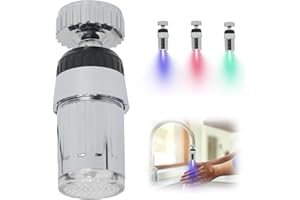 EuAcesry Rubinetto con LED 3 Colorato, Rotazione di 360° Rubinetti con Sensore di Cambiamento della Temperatura Controllato a 3 Colori, Luce a LED Luminoso, Accessori per Ristoranti, Bagni, Cucina