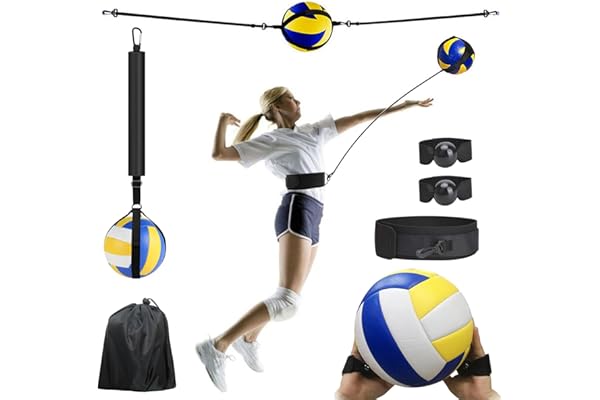 Aisny Ensemble D'équipement D'entraînement de Volley-Ball, Accessoires de Volley-Ball Bande de Résistance Ceinture de Résistance Kit D'entraînement Solo Réglable pour Service de Volley-Ball