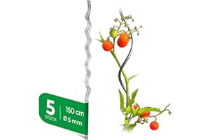 Novatool 5 Tomatenstäbe 150 cm x 5 mm Ø Tomatenspiralstäbe verzinkt Rankstäbe Tomatenstangen 150cm Tomaten Rankhilfe Pflanzstäbe Tomatenstab Pflanzständer Pflanzstecker Tomatenspiralstab 150