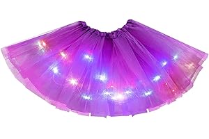 Aohhy 2-8 Years Baby Girls Light Up LED Tutu Skirt Fairy Tutu Kid Fancy Party Costume Ballet Layered Dress
