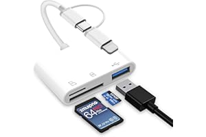 OLIVERIA 【Apple MFi Certified】SD Card Reader for iPhone, Lightning to SD Card Reader, Camera Adapter to iPhone, SD to i-Phone Adapter, SD Reader for i-Phone 16, 15, 14, iPad, MacBook
