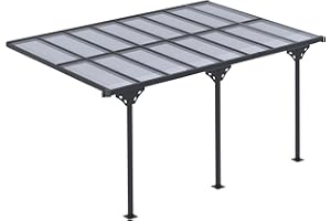 Outsunny Pergola Pavillon 4 x 3 m Gartenpavillon Überdachung Zelt 231-250 cm höhenverstellbar Sonnenschutz Terrassendach Anbaupavillion Aluminium Grau