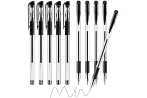 NOKDAL 10 Pezzi Penne a Sfera Roller Nero Penne a Gel Liquido 0.5 mm Penna a Punta Fine Inchiostro Liquido Penne gel Penne a Sfera Ad Asciugatura Rapida Inchiostro per Appunti Scuola Adulti Articoli Ufficio
