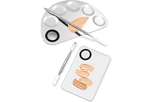 LEEWYOU 2pcs Professionelle Edelstahl Make up Palette mit Spatel, Kosmetikpaletten Edelstahl,Makeup Mixing Palette Edelstahl, Kosmetikpalette Professioneller Edelstahl,Teiliges Kosmetik Palette mit Spatel