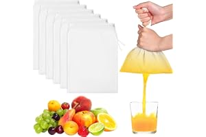 Nötmjölkpåse 6 stycken 20 x 30 cm – passerduk, återanvändbar av nylon, finvävd filterduk med dragsko för nötmjölk, osttillverkning, kaffe, yoghurt och fruktjuice, diskmaskinssäker