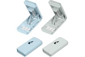 Fefod Coupe-Comprimé, 2PCS Séparateur de Comprimés avec Lame, 2 en 1 Coupe-pilules Pour Petits et Gros Cachets, Séparateur De Pilules, Portable Pour Fendre Vos Pilules Et Transporter Vos Médicaments