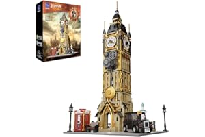BRICKKK PANTASY Architecture Big Ben Set de Construction – Ensemble de Briques Steampunk Tour de l’Horloge Kit de Construction pour Adultes