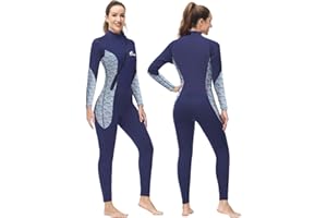 Boglia Femme 3mm Néoprène Combinaison de Plongée Manches Longues Maillot de Bain Une Pièce, Protection UV Combinaison, Garder au Chaud et prévenir Les coupures Idéal pour, Le Surf, la Natation