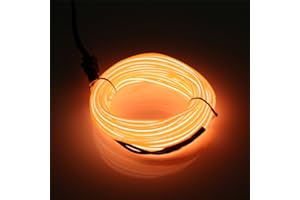 JIGUOOR Orange EL Wire USB-Charged 32.8ft/10m, Bright EL Wire Neon Lights Rope Rechargeable, Flexible 360° Illumination DIY Neon Sign Kit for Halloween Xmas Festival Party Bar Car Wall Decor, 10m