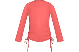 SHEKINI Girl's Zipper Rash Guard Shirt Sun Protective Long Sleeve Swimsuit Top