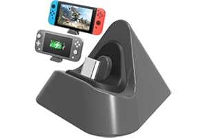 FASTSNAIL Dock di Ricarica Compatibile con Nintendo Switch/Nintendo Switch Lite, Mini Supporto di Ricarica Portatile Docking Station di Ricambio per Switch/Switch Lite Supporto Triangolare (Grigio)