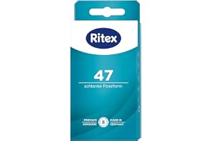 Ritex 47 kondomer, liten kondom, säker känsla genom fastare sits, 8 stycken, tillverkade i Tyskland