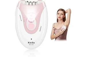 SOLITUZURODE Epilatore Donna, Epilatore Elettrico Donna con Luce LED, 2 Velocità Epilatore Viso Donna, Depilatore Donna Cordless Ricaricabile Rasoio Elettrico Donna per Viso, Zona Bikini, Corpo, Gambe, Braccia