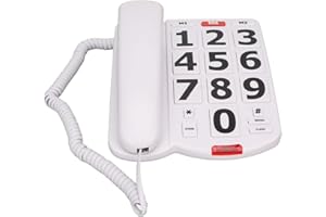 ZUNATE Telefon z Dużymi Przyciskami dla Seniorów - Stacjonarny z Pamięcią Numerów, Szybkim Wybieraniem, Regulacją Głośności - dla Niedosłyszących i Niedowidzących