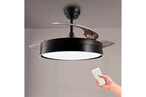 M mimotec - Ventilatore da soffitto a LED Black Loki, temperatura di colore regolabile, funzione estate/inverno, 6 velocità, LM8825