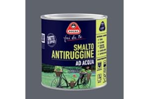 Boero Fai da Te, Smalto Antiruggine all’Acqua Satinato, per Interno/Esterno, Alta Adesione e Pronto all’Uso, Per Ferro, Alluminio, Lamiera Zincata, PVC, Inodore, Latta da 0,5L, Colore Grigio Scuro