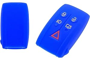 GENERIC Nordecco SILICONE Key Fob Cover Fits 5 Button Fob JAGUAR XK XF SE XFR (Clear/Blank Rear) 5 Button (Blue)