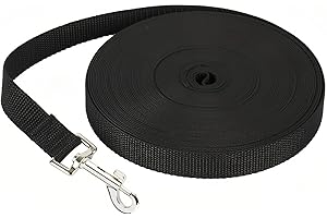 PLIMBIN Lunghina Cane 10 Metri, Guinzaglio Lungo per Cani con Moschettone Girevole 360°, Guinzaglio Addestramento per Cani Nero, Resistente e Leggero Adatto per Tutti i Cani
