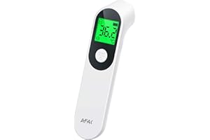 Thermometer, AFAC Infrared Digital Forehead Thermometer, No Touch Thermometer for Baby, Kids and Children, Instant Accurate Reading with 3 Color LCD Backlight, 20 Data Memory, High Temperature Alarm