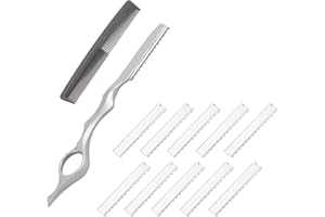FUTUHADA Rasoio Sfoltimento Pro-Grade con 10 Lame di Ricambio, Forbici Professionali Rasoio Pettine Diradamento Capelli, Feather Hair Styling Razor Adatto a Tous Les Styles (Argento)