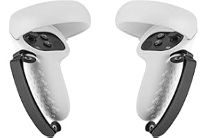 GEEKRIA Touch Controller Grip Cover Compatible with Meta Quest 2, VR Anti-Throw Handle Silicone Sleeve with Adjustable Hand Strap, Controller Caps (White)