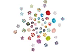 SUNNYCLUE 100 Pieza 10 Estilos Cabujones de Resina de Flores Flatback Colorido 3D Rose Charms Floral Beads Hair Costume Accessories Ornament para DIY Scrapbooking Crafts Suministros de Decoración
