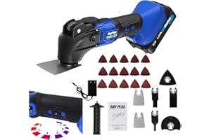 AUTOFATHER Cordless Oscillating Multi-Tool with 7pcs Blade Attachments and 15pcs Sanding Papers - 21V Lithium Ion 1500mAh Battery Cordless Rechargeable Design for Sanding, Grinding, Cutting