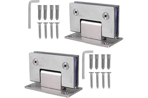 KAFENDA Bisagras de puerta de ducha de 90 grados, bisagras de puerta de vidrio sin marco, abrazadera de puerta de baño de acero inoxidable para vidrio endurecido de 8 a 12 mm