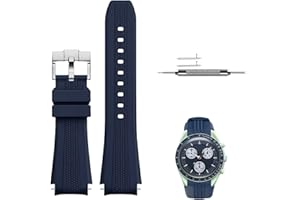 Ziknow 20mm Silicone Rubber Watch Straps for Omega X Swatch Moonswatch Speedmaster Stainless Steel Buckle Curved End Replacement Silicon Band for Moonwatch 1965 Men Woman