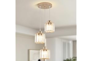 ‎LXWNYY Pendelleuchte Esstisch Pendellampe Kristall, 3 Flammig Gold Kronleuchter Modern Hängelampe Kristall Pendelleuchte Höhenverstellbar E27 Fassung Hängeleuchte für Wohnzimmer Küche Schlafzimmer Flur
