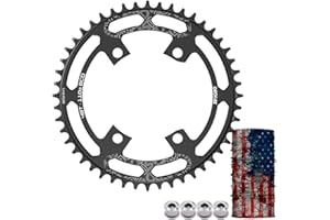 Enjcyling 110mm BCD Single Chainring 110BCD Full Alloy CNC, Second Generation Narrow Wide Technology, 4-Bolts 5-Bolts Opition, 36/38/40/42/44/46/48/50/52/54T, for 7/8/9/10/11/12 Speed