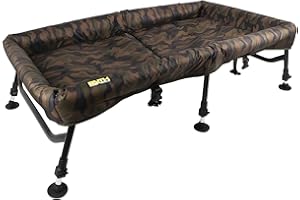 FAITH CARP TACKLE Faith Carp Cradle - Tapis pliable de décrochage de carpe en camouflage - Cadre en aluminium - Pieds en terre - Matelas épais - Lieu de décrochage sûr pour les pêcheurs de carpe
