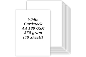 MARKQ [Pack of 50] White Cardstock, A4 180 gsm Thick Paper sheets Heavyweight card Paper for Printing Scrapbooking Card Making Invitations Menus Flyers DIY Arts Crafts, 21 cm x 29.7 cm