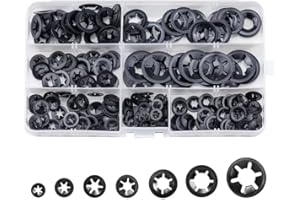 SOUNDZERO 340 Pezzi Rondelle Starlock, Rondelle con Bloccaggio Rapido con Custodia Trasparente, per Attrezzature Meccaniche, Produzione Industriale di Assorbimento Degli Urti