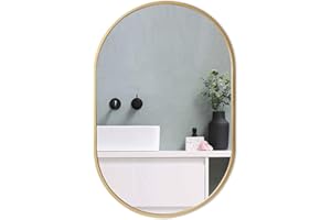 zenmag Large Gold Oval Mirror, 80x51 cm Metal Framed Hanging Wall Mirror, for Living Room Bedroom Entryway Home Decor