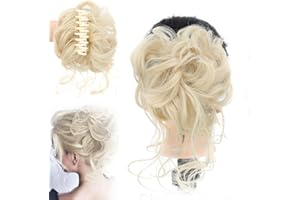 TOERJII Curly Bun Hair Claw Clips, Haarknoten Pferdeschwanz mit Clip, Haarteil Haarklammer in Messy Hair Bun Haarteil Hochsteckfrisuren Haarteile Glatt Kurz Ponytail Extension für Damen Mädchen (7#)