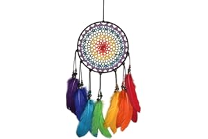 HUOCAI Dream Catchers Colorful Rainbow Handmade Ornaments Wind Chimes Rainbow Feather Dream Catchers for Gifts Wedding Ornament and Home Decorations