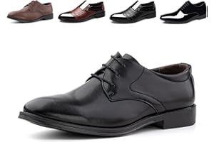 HITMARS Scarpe Stringate Uomo Scarpe Derby Oxford Lace Up Pelle Verniciata Dress Shoes Basse Brogue Sposa Lavoro Nero Marrone Blu EU 39-48