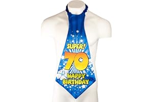 Happium Super Happy Birthday 70 Birthday-Krawatte, Zahl 70, Geburtstagspartyzubehör, Party nach Alter 70, Ideen und Dekorationen, lustige Geburtstagsschärpe