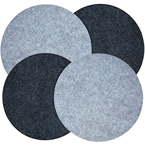 Bada Bing 4er Set Filz Tischset ø 35 cm rund hellgrau anthrazit Platzmatte Untersetzer