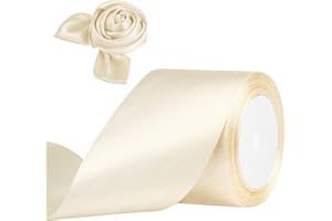 DEKOBANDER Ruban de Satin Beige 75mm x 23m Beige Ruban Cadeau Ruban de Satin pour L'emballage de Cadeaux, Bricolage, Couture, Décorations de Mariage, Décorations de Noël